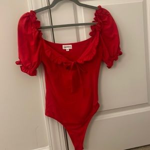Red Superdown Bodysuit